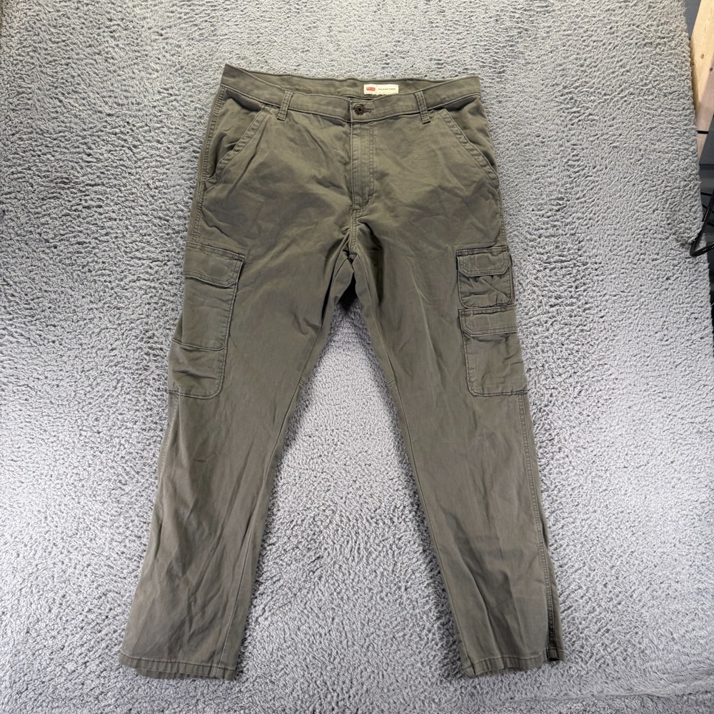 Wrangler Pant Mens 36x30 Green Cotton Cargo Tapered Leg Workwear Stretch 70SYWST